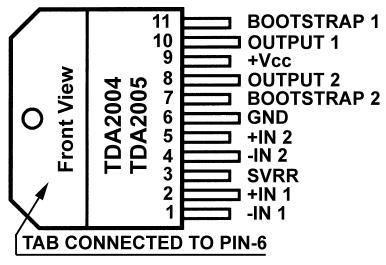 2x10W Amplifier for Car Radio Multiwatt-11 Type TDA2004A